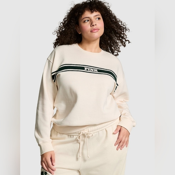 NWT Victoria's Secret PINK Ivy Fleece Classic Crew Sweatshirt, size S - Picture 3 of 8